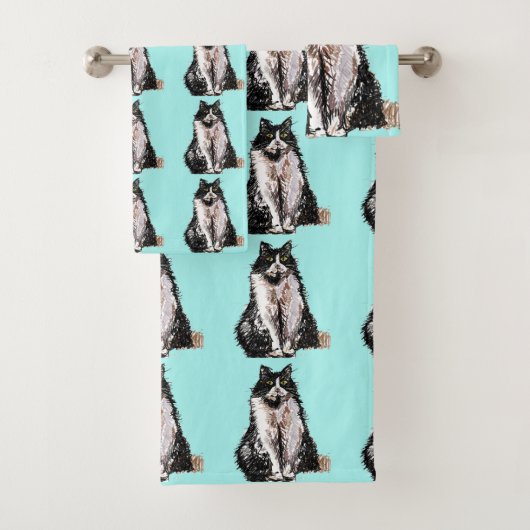 Baby Aqua Tuxedo Chat Noir Chats Filles Serviette (En situation)