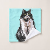 Baby Aqua Tuxedo Chat Noir Chats Filles Serviette (Gant de toilette)