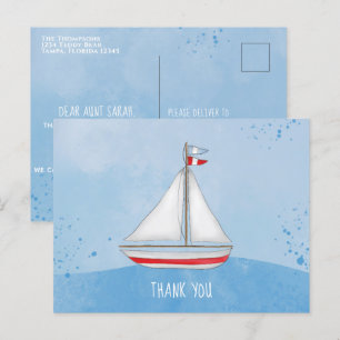 Baby Aquarel Schip Ahoy Het is een Jongen Dank Je  Briefkaart