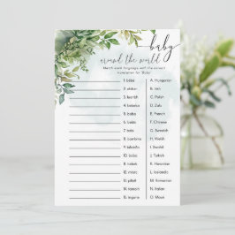 'Baby Around the World' baby shower spel Kaart
