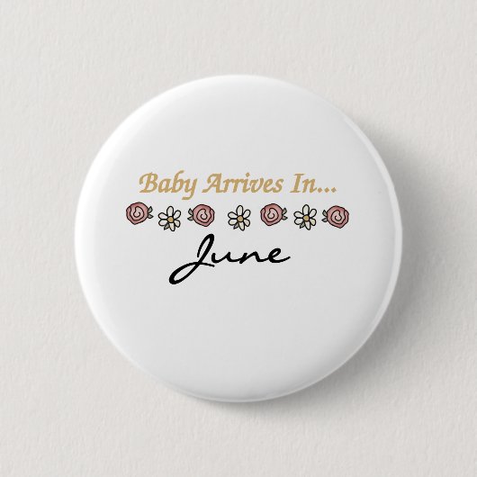 Baby Arrives in juni Ronde Button 5,7 Cm (Voorkant)