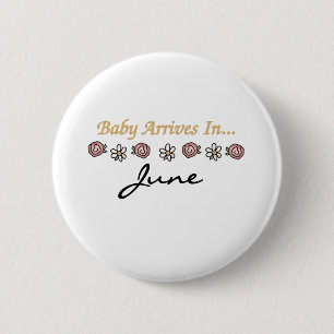 Baby Arrives in juni Ronde Button 5,7 Cm