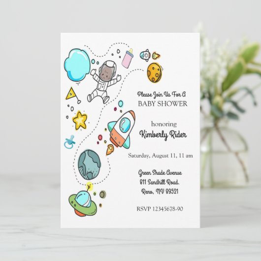 Baby Astronaut Baby shower Kaart (Staand voorkant)