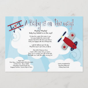 BABY AVIATOR Vliegtuig 5x7 Baby shower Uitnodiging