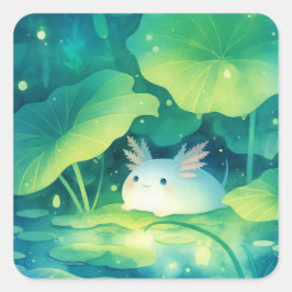 Baby Axolotl-bloemenvijver Vierkante Sticker