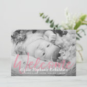 Baby B&W Pink Photo Faire-part de naissance de bie (Debout devant)