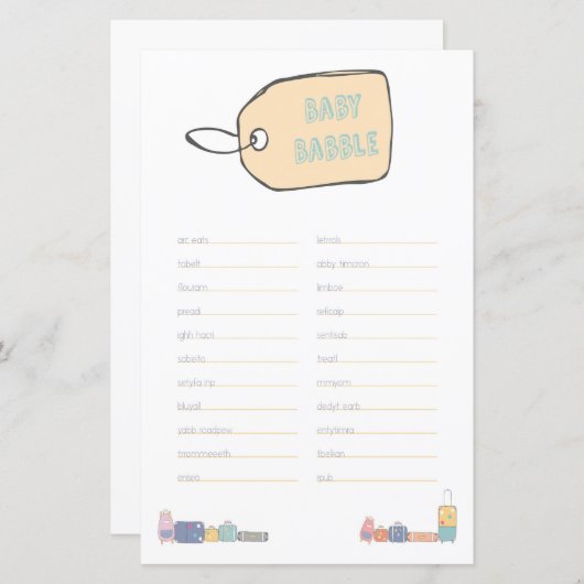 Baby Babble Adventure Baby shower (Voorkant / Achterkant)