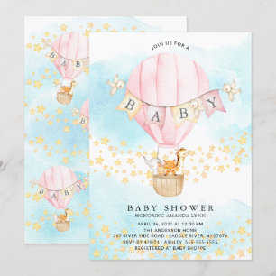 Baby Baby Animals Hot Air Ballon Baby Boy Shower Kaart