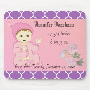 Baby Baby Girl in Roze met Bloemen Muismat