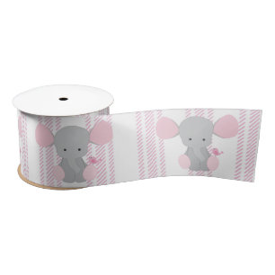 Baby Baby Girl Pink Elephant met strepen Lint