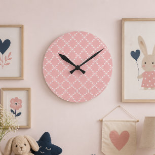 Baby Baby roze met witte bloemen Ronde Klok