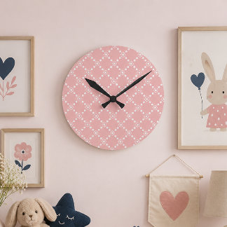 Baby Baby roze met witte bloemen Ronde Klok