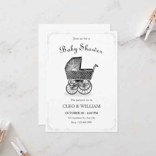  baby-baby shower kaart (Voorkant / Achterkant in situ)