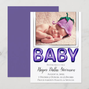 Baby-ballon   Royal Violet Paarse Baby shower Aankondiging