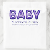 Baby-ballon | Royal Violet Paarse Baby shower Rechthoekige Sticker (Tas)