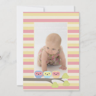 Baby Baptism Christening Cute Owls Photo Invite Kaart