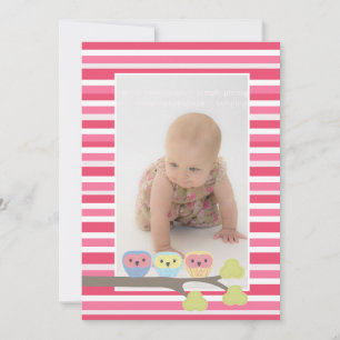 Baby Baptism Christening Pink Owls Photo Invite Kaart