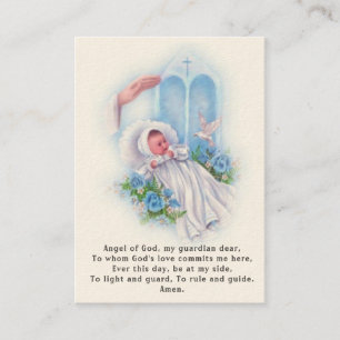 Baby Baptismal gedenken Angel Prayer Heilige Kaart Visitekaartje