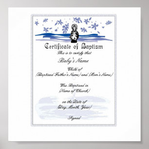 Baby Baptisme Certificate -Boy Poster