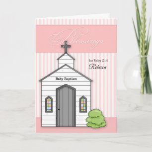 Baby Baptisme in Roze voor meisjes met kapel Kaart