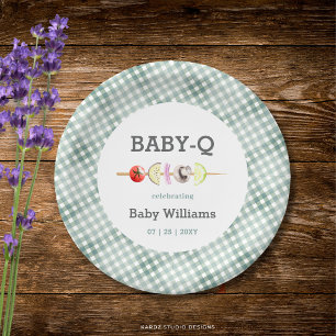 Baby Barbecue Koppel Baby Shower Papieren Bordje