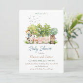 Baby Barn Animals Coed Baby shower Invitation Kaart (Staand voorkant)