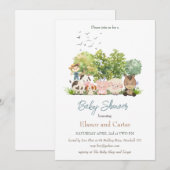 Baby Barn Animals Coed Baby shower Invitation Kaart (Voorkant / Achterkant)