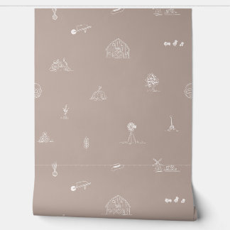 Baby Barnyard Minimalistisch behang
