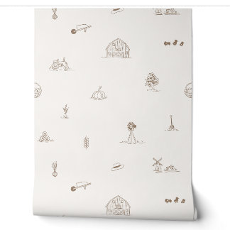 Baby Barnyard Minimalistisch behang