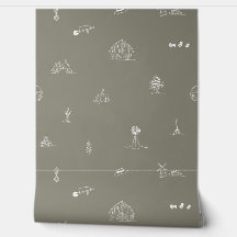 Baby Barnyard Minimalistisch behang