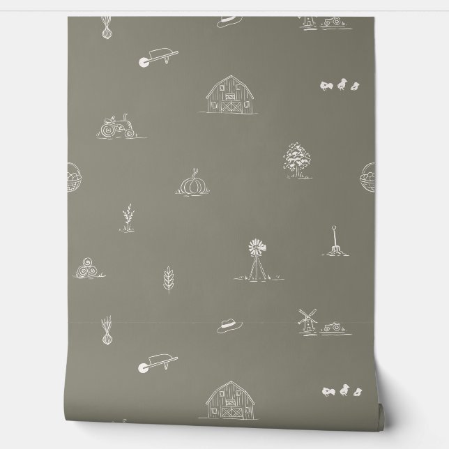 Baby Barnyard Minimalistisch behang (Afrollen)