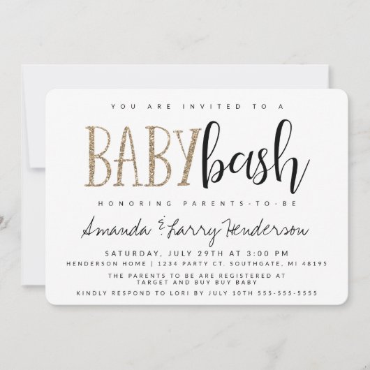 Baby Bash, Baby shower des couples Invitation (Devant)