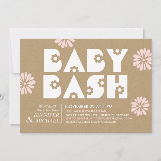 Baby Bash | Baby Shower Invitations Kraft Paper v2 Kaart (Voorkant)