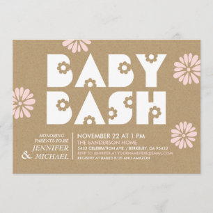 Baby Bash   Baby Shower Invitations Kraft Paper v2 Kaart
