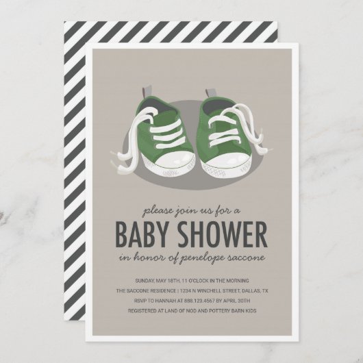 Baby Baskets Chaussures Invitation (Devant / Derrière)