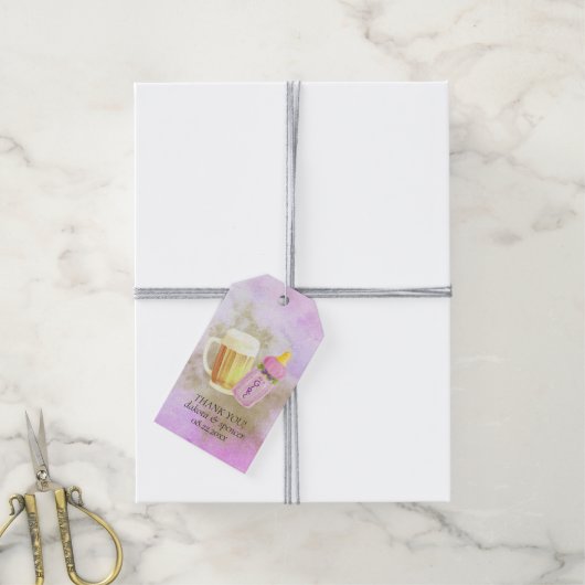 Baby BBQ en Bier | Zomer buitendouche thema Cadeaulabel (Met Touw)