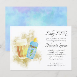 Baby BBQ en Bier   Zomer buitendouche thema Kaart