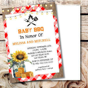 Baby BBQ Koppels Baby shower Thema Kaart