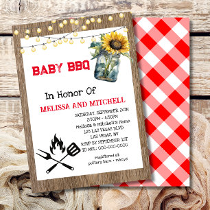 Baby BBQ Koppels Baby shower Thema Uitnodiging