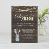 Baby BBQ Uitnodiging - Koppels Baby Q Barbeque (Staand voorkant)