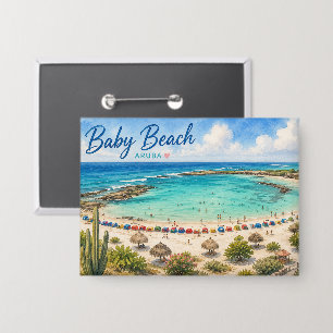 Baby Beach Aruba Caribische Reis souvenir Button