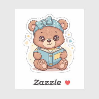 Baby Bear Reading a Book Sticker