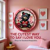 Baby Bear Valentine Red Heart Grote Klok