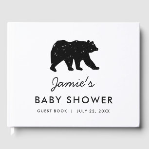 Baby Bear Woodland Baby shower moderne Livre d'or