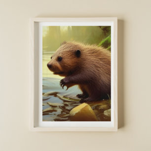 Baby Beaver Wildlife Portret Poster