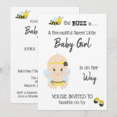 *~* Baby Bee Baby Girl Shower Invitation (Devant / Derrière)