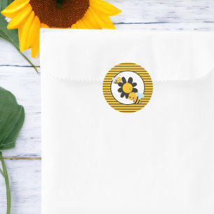 Baby Bee Baby shower Party gestript Ronde Sticker