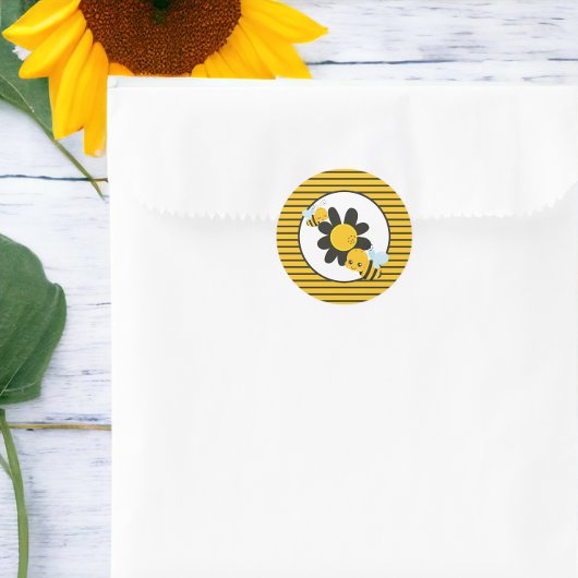 Baby Bee Baby shower Party gestript Ronde Sticker