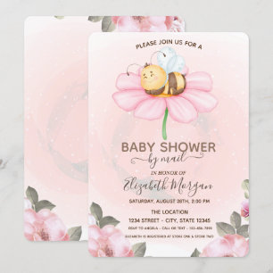 Baby Bee Bloemen Baby Shower Uitnodiging