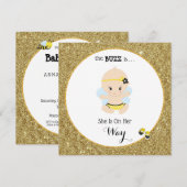 *~* Baby Bee Glitter Baby Girl Shower Uitnodiging (Voorkant / Achterkant)